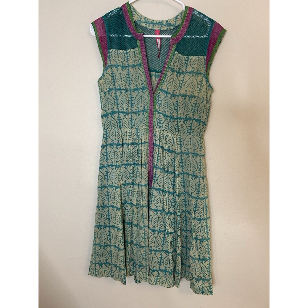 Plenty Tracey Reese Floral Boho, Festival Green Earthy Dress Size 4 Natural